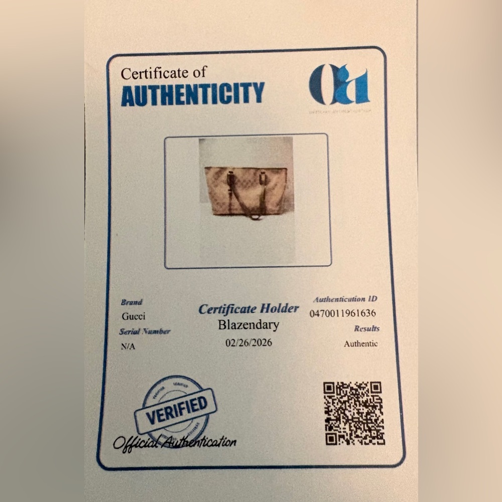 GUCCI Joy Tote GG Canvas Champagne Metallic Leather Charm Shoulder Bag Auth COA - Picture 3 of 15